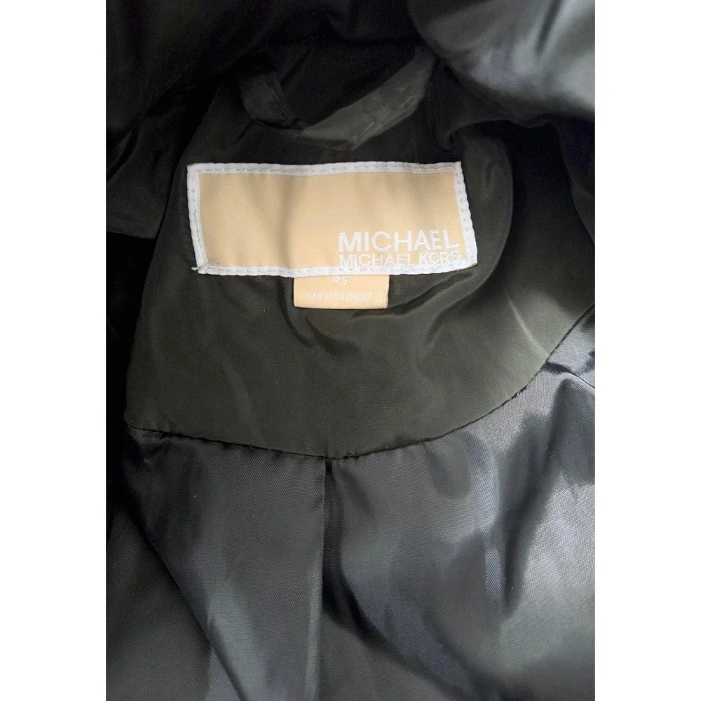 Michael‎ Kors Quilted Moss Green Puffer Jacket Gold Hardware Hidden Hood Size PS